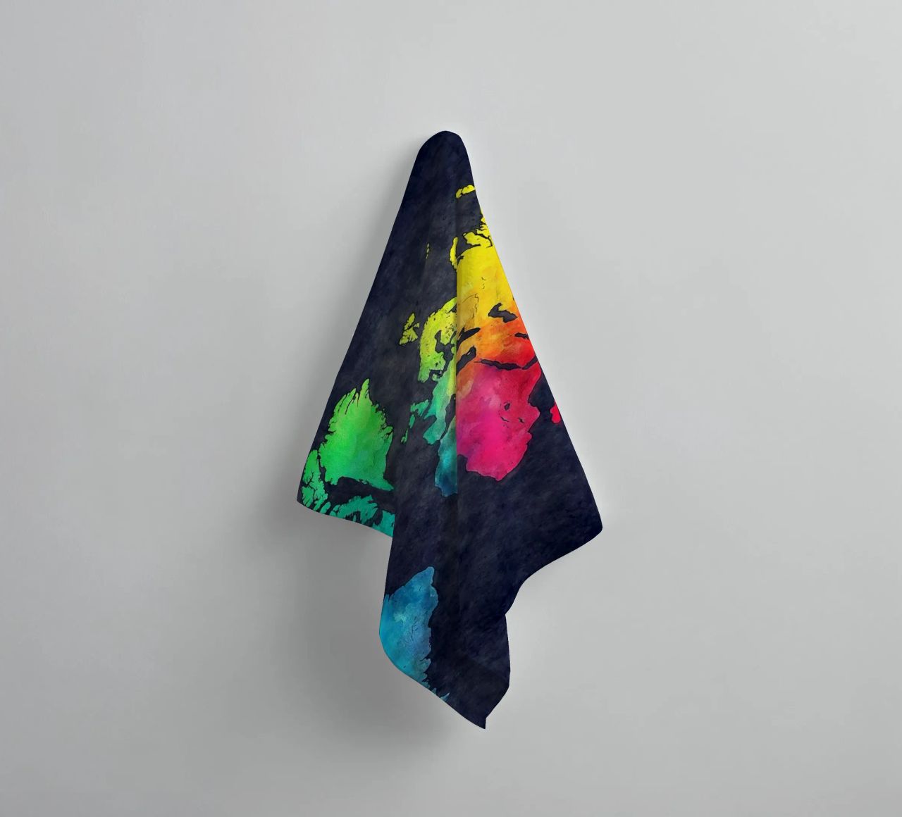 Dark and colors map of the world art towel by Justyna Jaszke JBJart