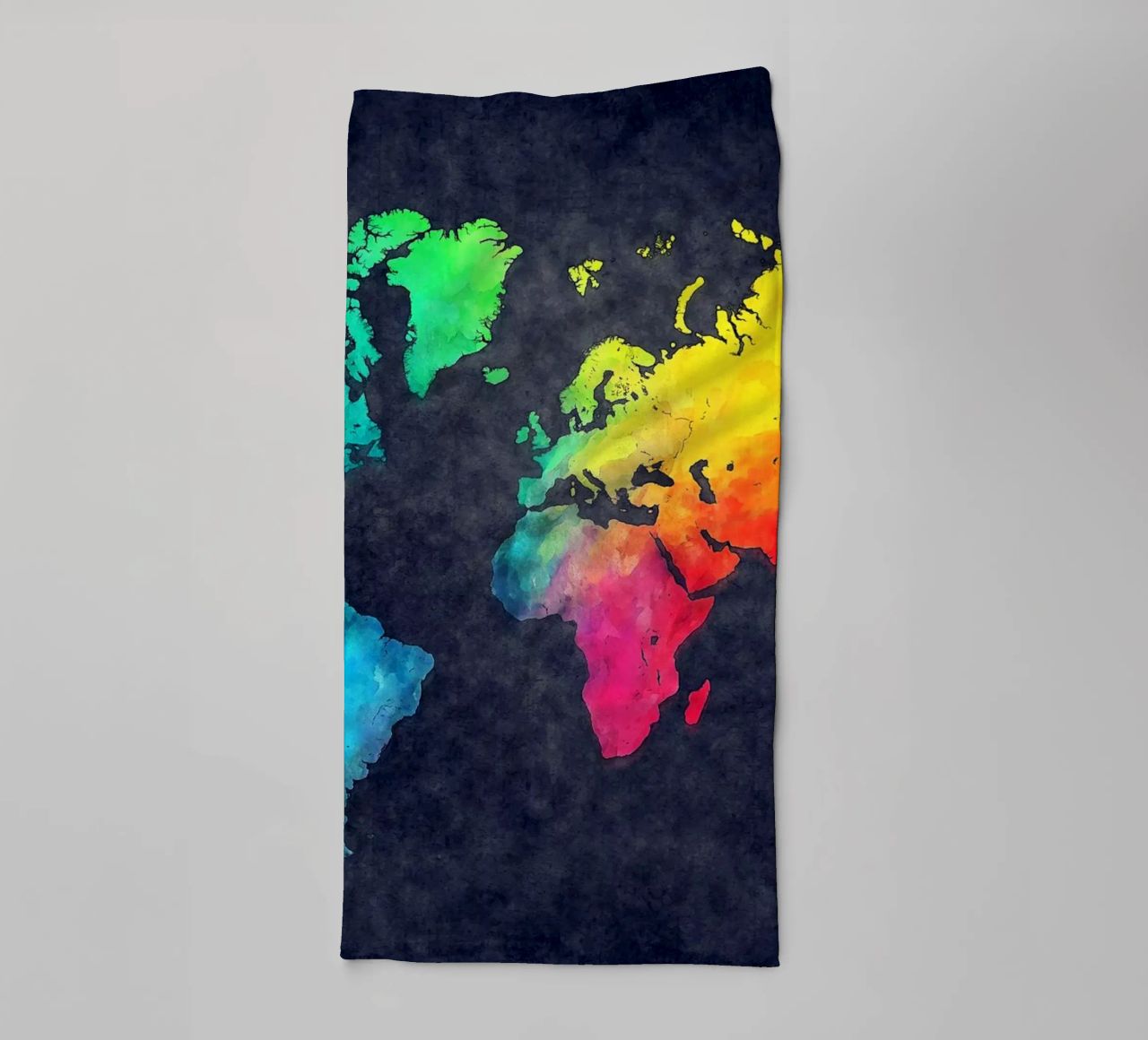Dark and colors map of the world art towel by Justyna Jaszke JBJart