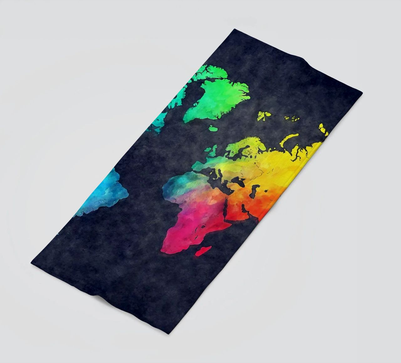 Dark and colors map of the world art beach towel by Justyna Jaszke JBJart
