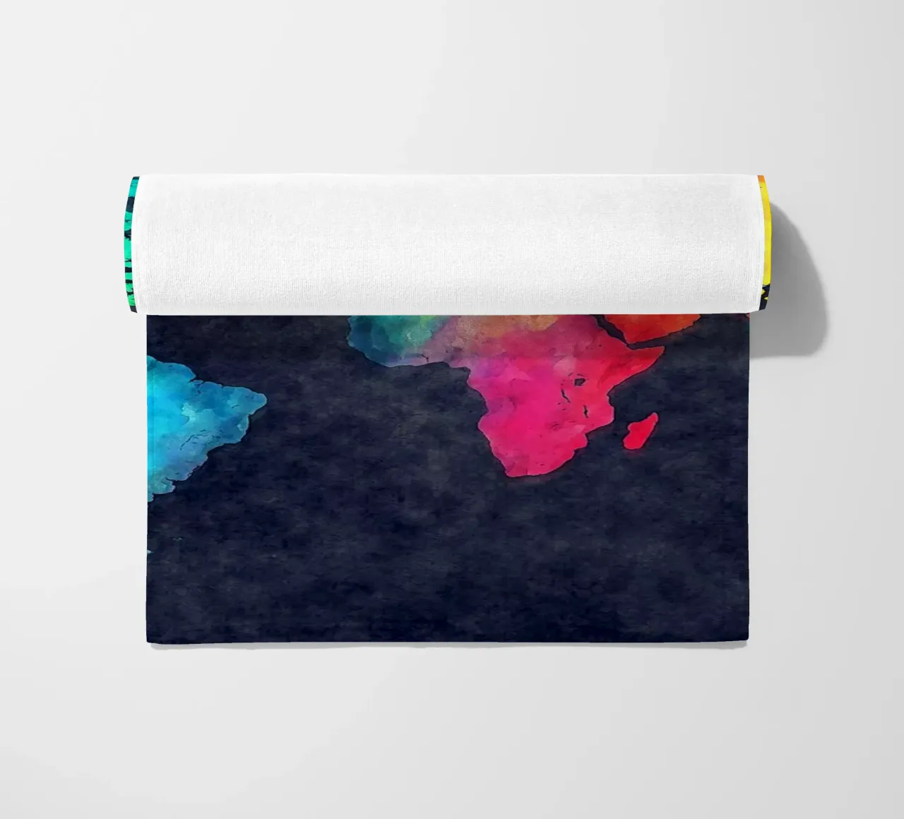 Mappa del mondo scura e a colori arte telo mare da Justyna Jaszke JBJart