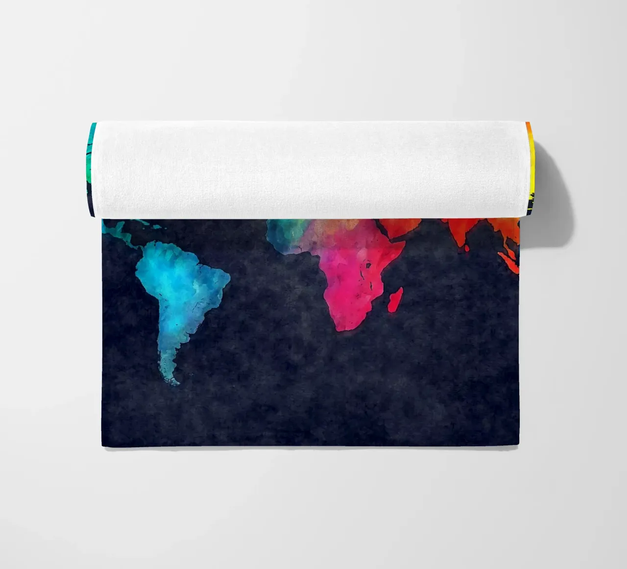 Mappa del mondo scura e a colori arte telo mare da Justyna Jaszke JBJart