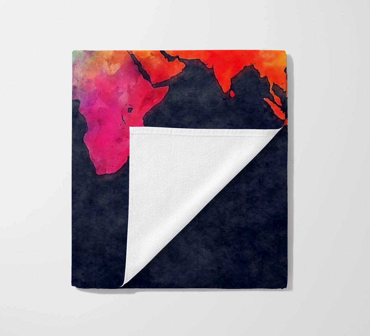 Dark and colors map of the world art beach towel by Justyna Jaszke JBJart