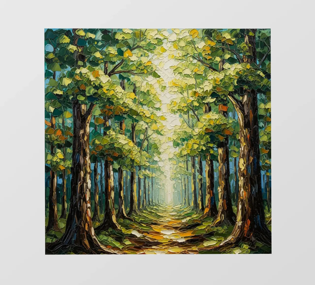 Il sentiero bagnato dal sole: Pittura a olio a coltello con texture pellicola backlit da Artistic-shop