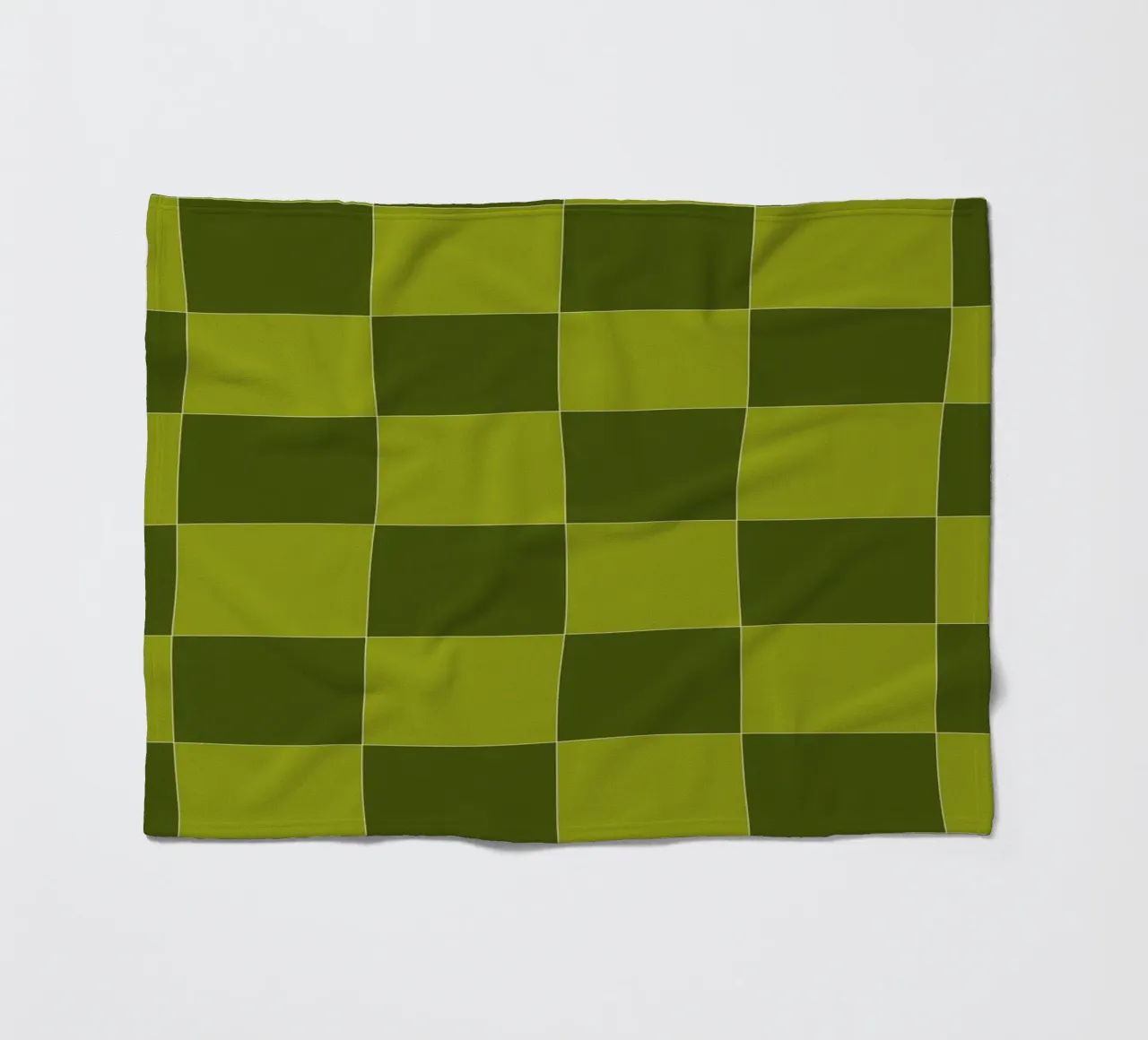 Groovy retro vibrant pattern checks- Sap green Fleecedecke von TijanaArtStudio88