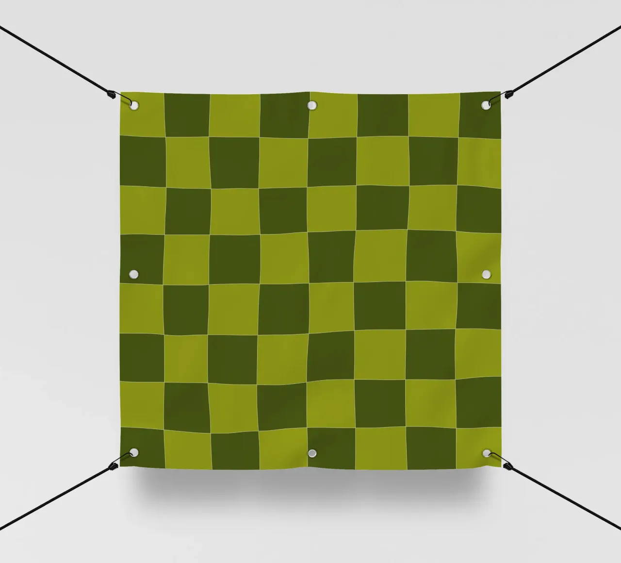 Groovy retro vibrant pattern checks- Sap green telo in pvc da TijanaArtStudio88