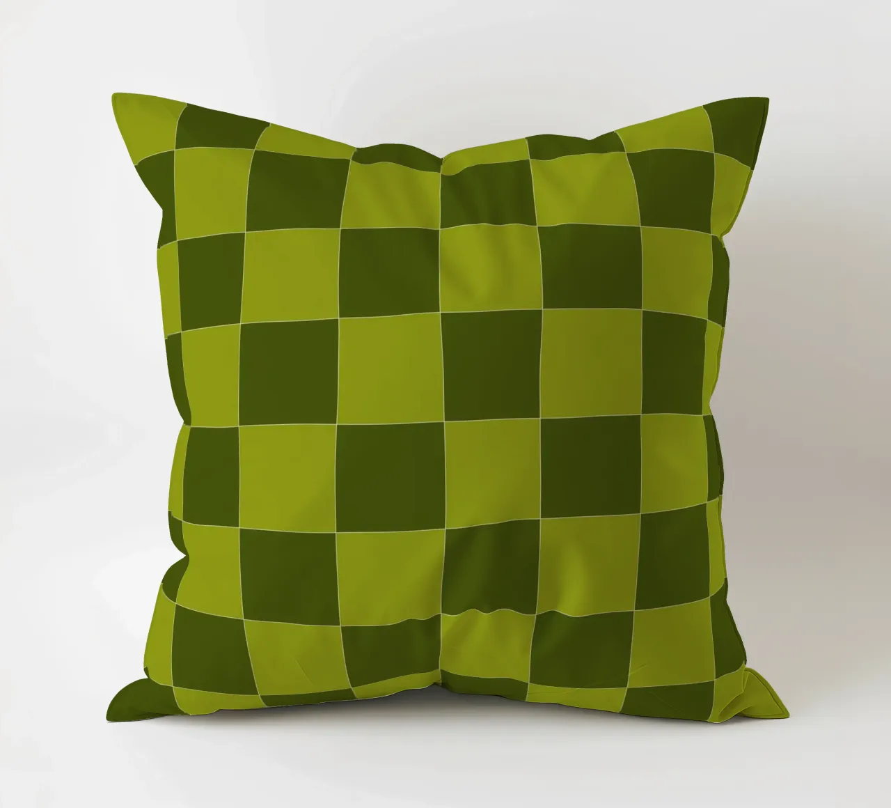 Groovy retro vibrant pattern checks- Sap green cuscino da TijanaArtStudio88