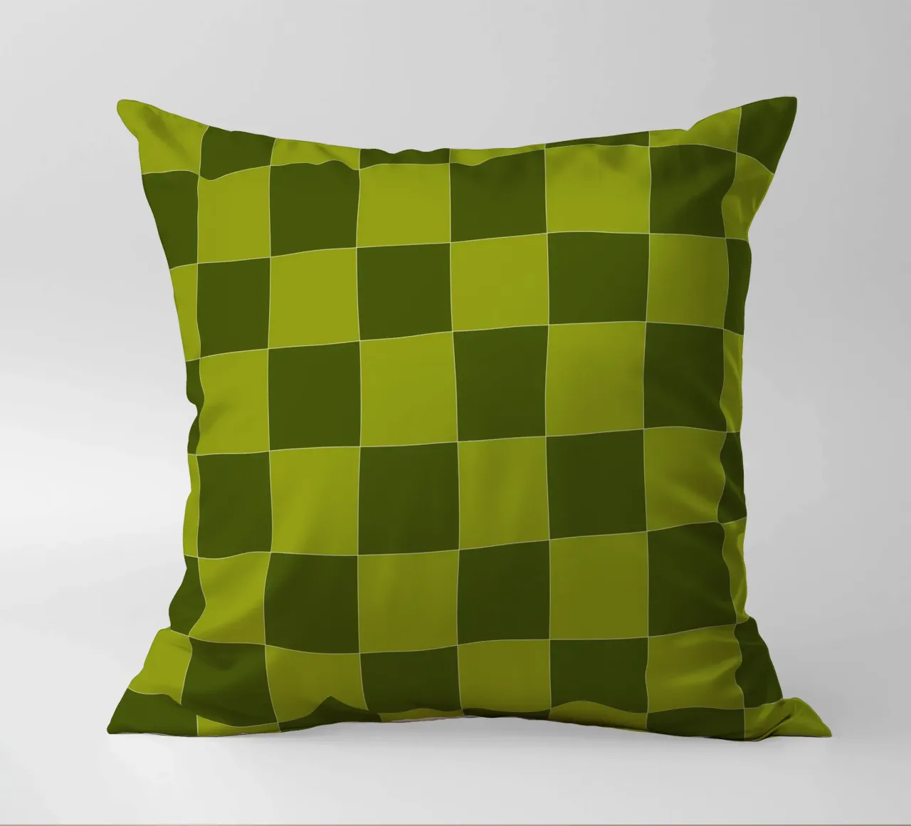 Groovy retro vibrant pattern checks- Sap green cuscino da TijanaArtStudio88