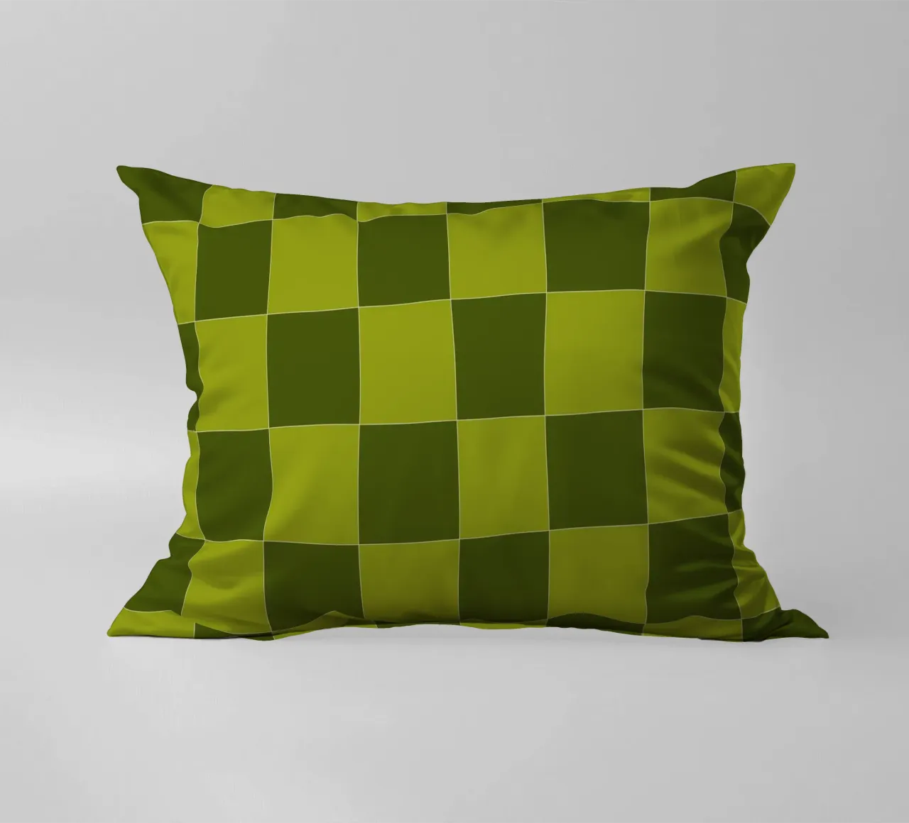 Groovy retro vibrant pattern checks- Sap green cuscino da TijanaArtStudio88