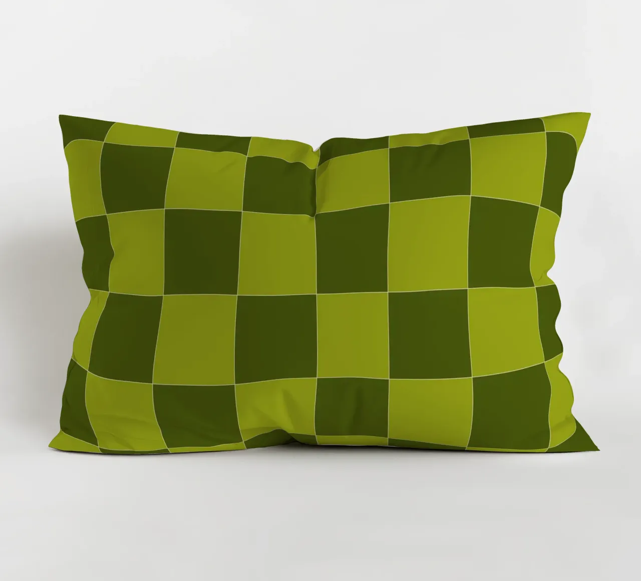 Groovy retro vibrant pattern checks- Sap green cuscino da TijanaArtStudio88