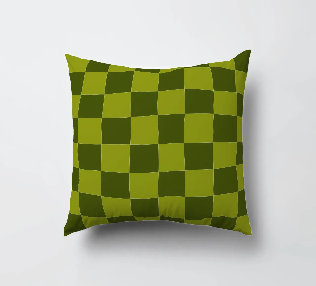 Groovy retro vibrant pattern checks- Sap green cuscino da TijanaArtStudio88