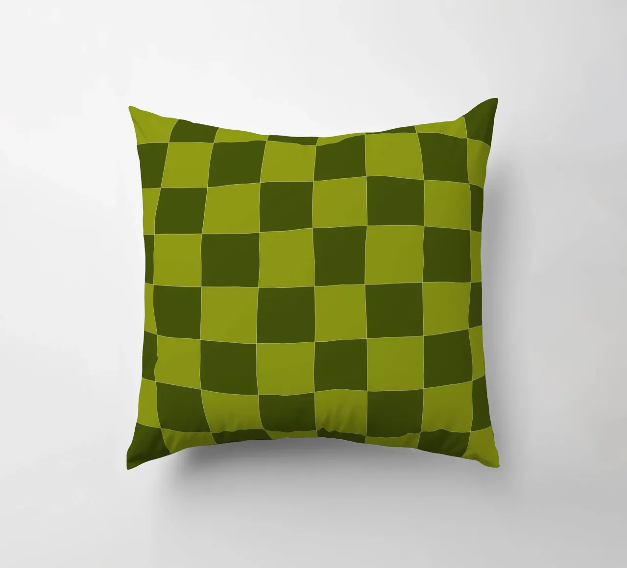 Groovy retro vibrant pattern checks- Sap green cuscino da TijanaArtStudio88