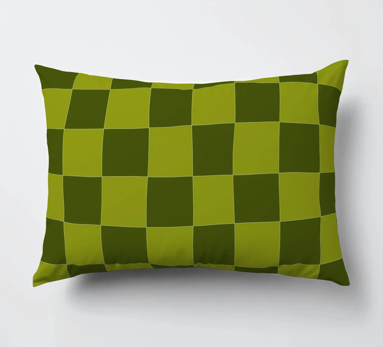 Groovy retro vibrant pattern checks- Sap green cuscino da TijanaArtStudio88
