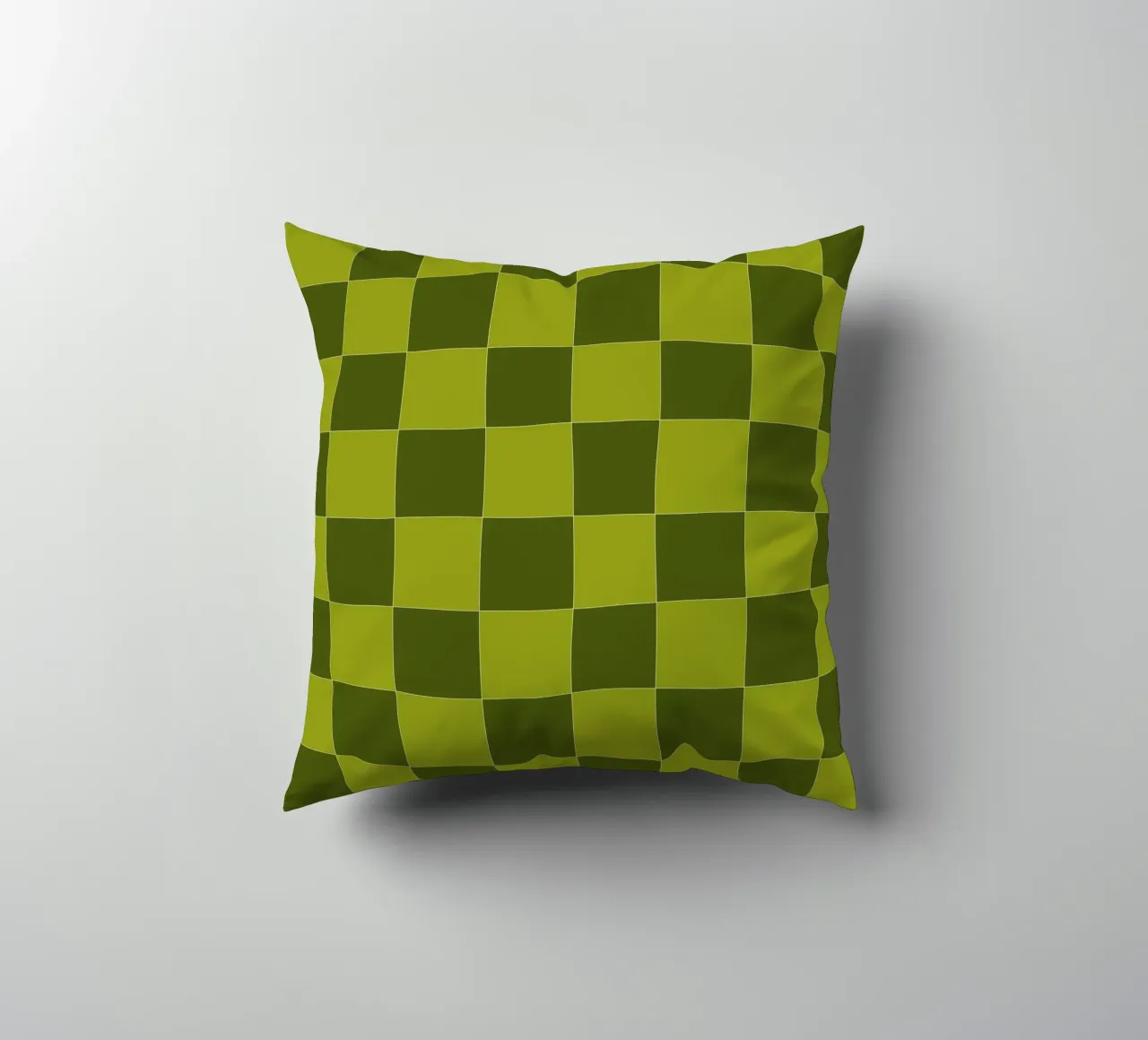 Groovy retro vibrant pattern checks- Sap green cuscino da TijanaArtStudio88