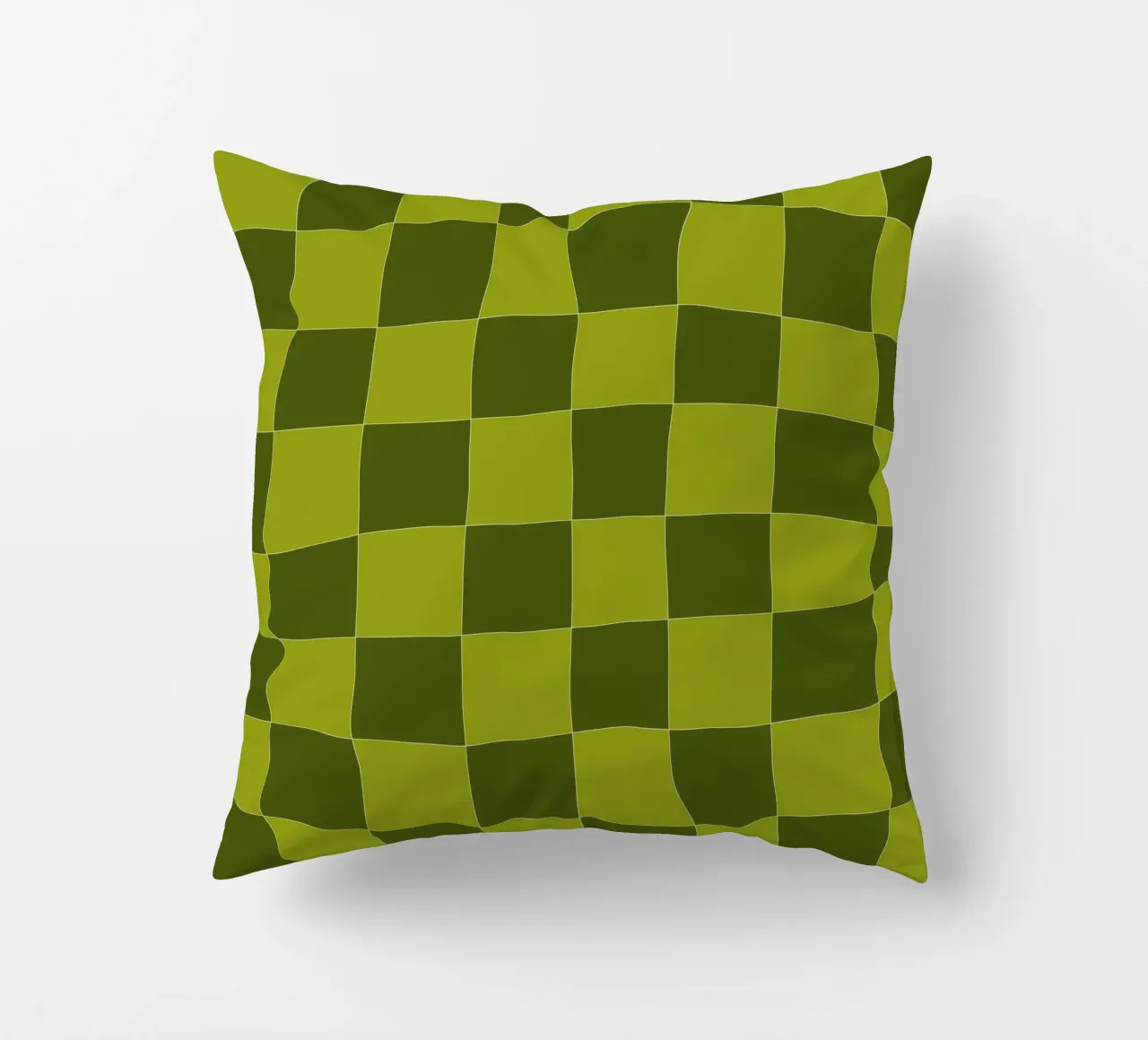 Groovy retro vibrant pattern checks- Sap green cuscino da TijanaArtStudio88