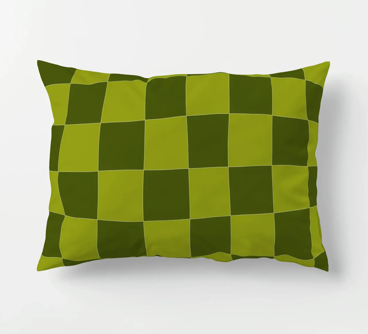 Groovy retro vibrant pattern checks- Sap green cuscino da TijanaArtStudio88