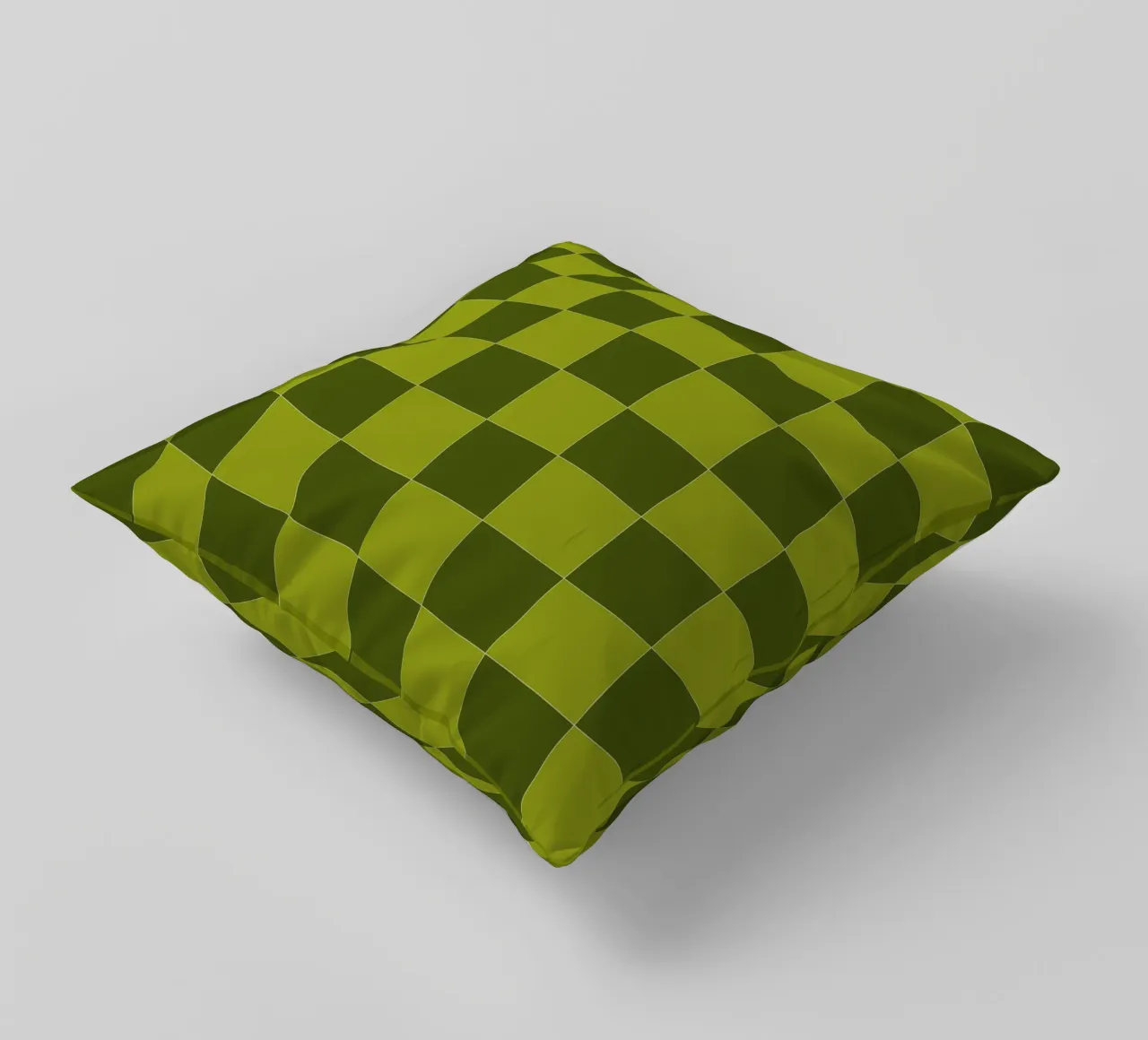 Groovy retro vibrant pattern checks- Sap green cuscino da TijanaArtStudio88