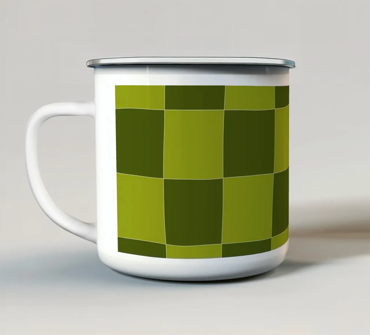 Groovy retro vibrant pattern checks- Sap green Emaille Tasse von TijanaArtStudio88
