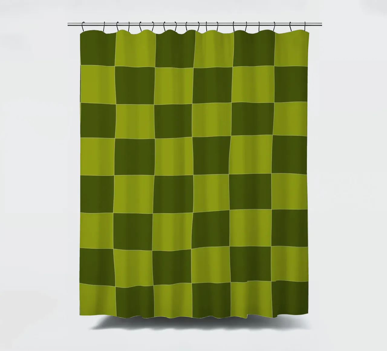 Groovy retro vibrant pattern checks- Sap green Duschvorhang von TijanaArtStudio88