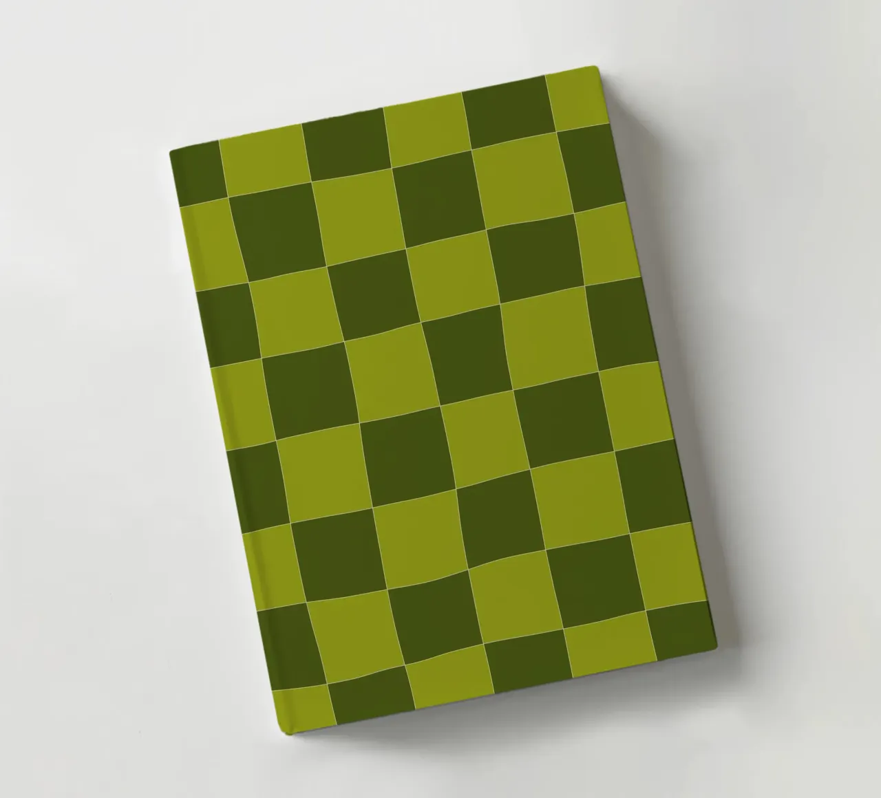 Groovy retro vibrant pattern checks- Sap green notebook by TijanaArtStudio88