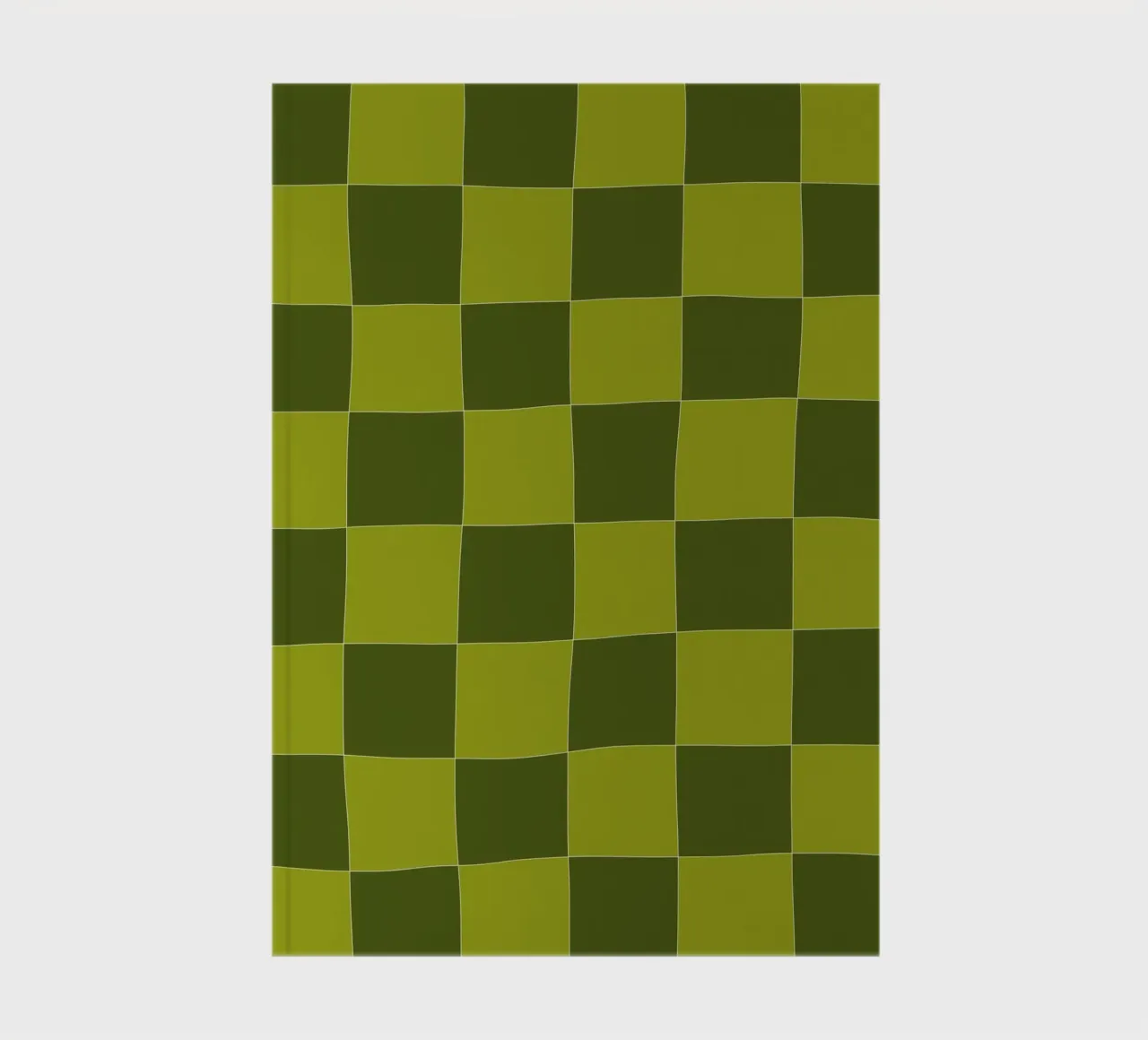 Groovy retro vibrant pattern checks- Sap green notebook by TijanaArtStudio88