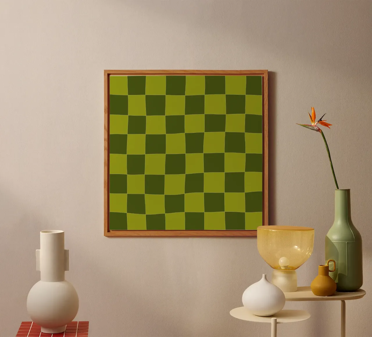 Groovy retro vibrant pattern checks- Sap green pannello forex da TijanaArtStudio88
