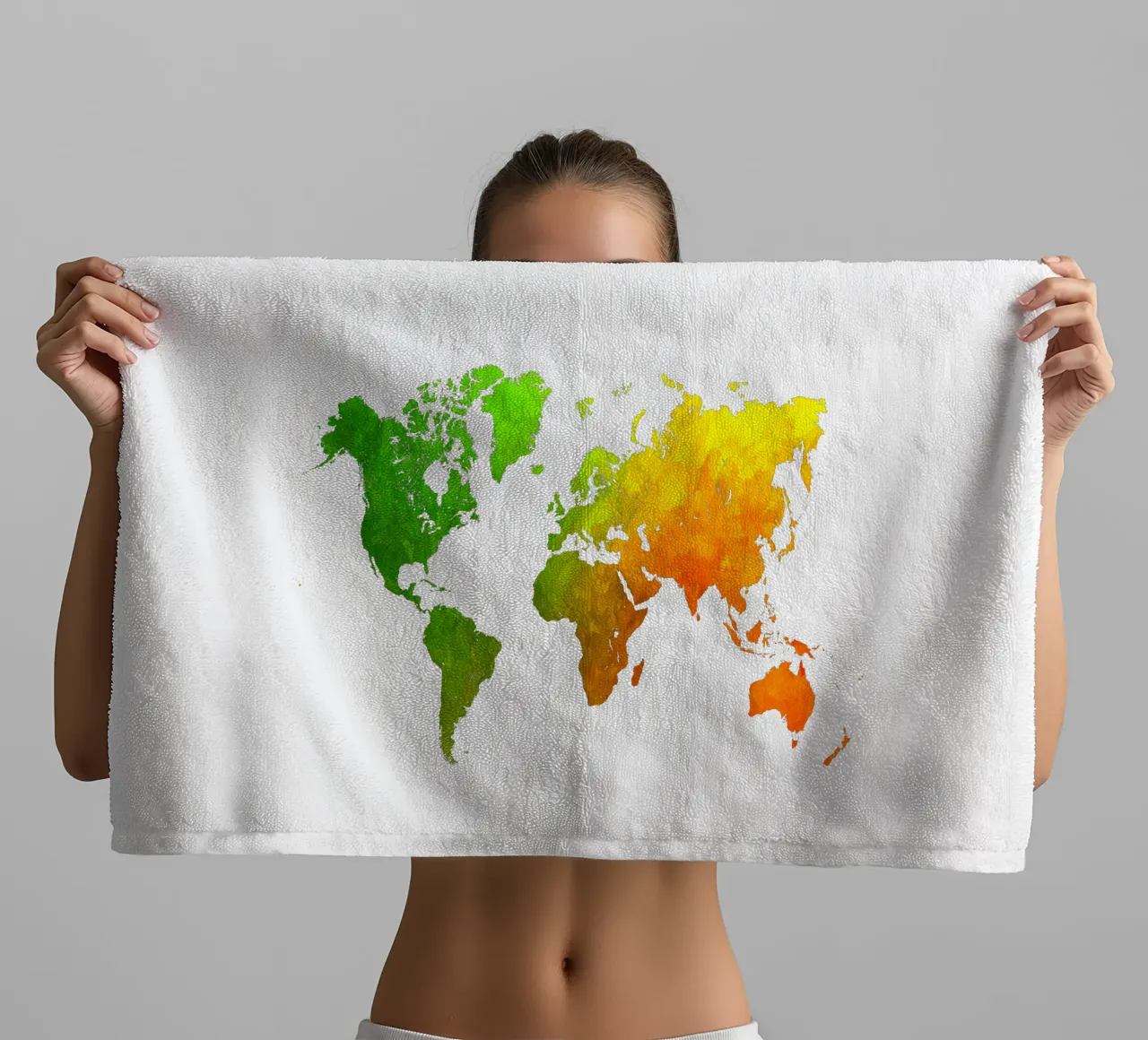 Colors map of the world towel by Justyna Jaszke JBJart