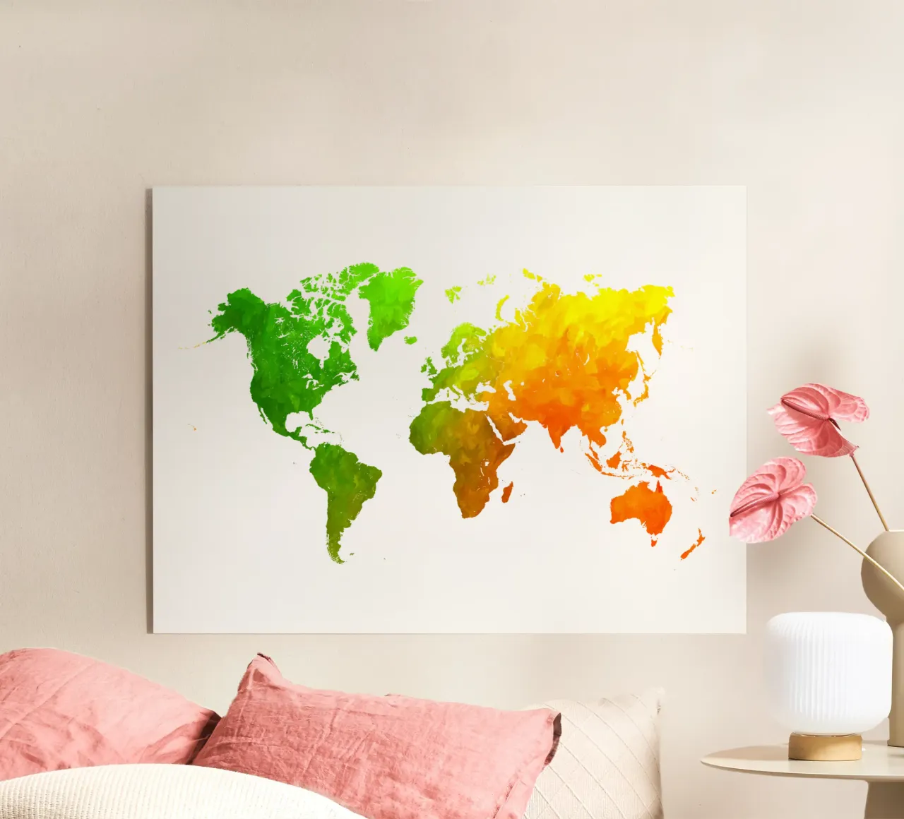 Colors map of the world acrylic glass by Justyna Jaszke JBJart