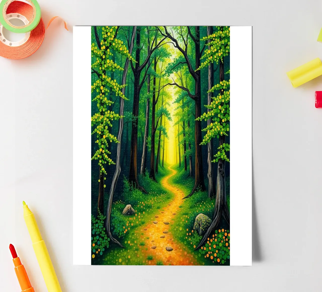 Verzauberter Waldpfad: Eine Reise durch die Smaragdwälder Stickerbogen von Artistic-shop