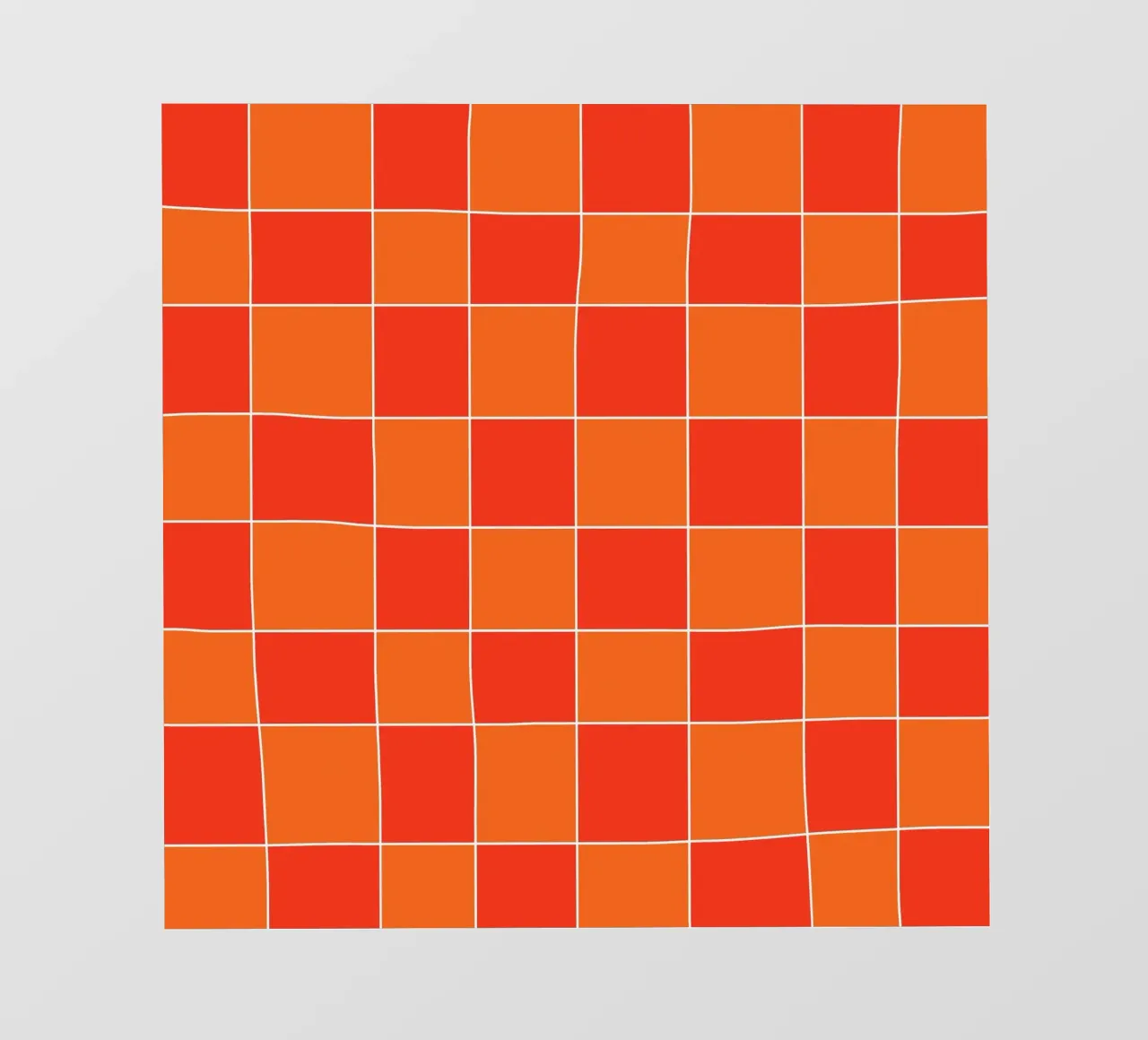 Groovy retro vibrant pattern checks- Orange red papel para pared de TijanaArtStudio88