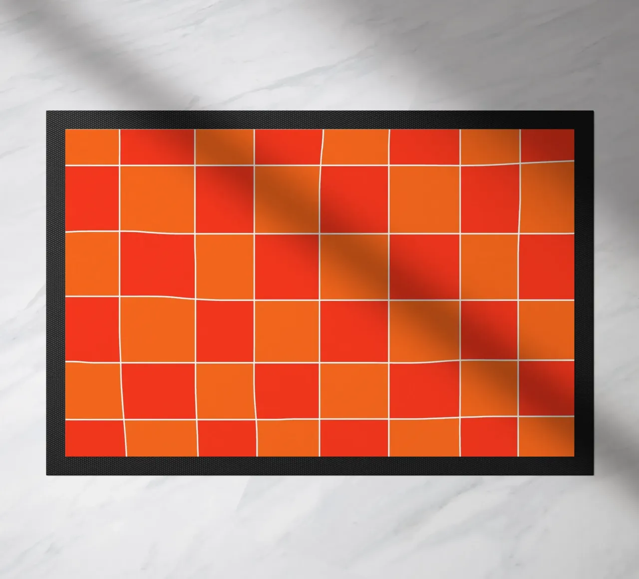 Groovy retro vibrant pattern checks- Orange red zerbino da TijanaArtStudio88