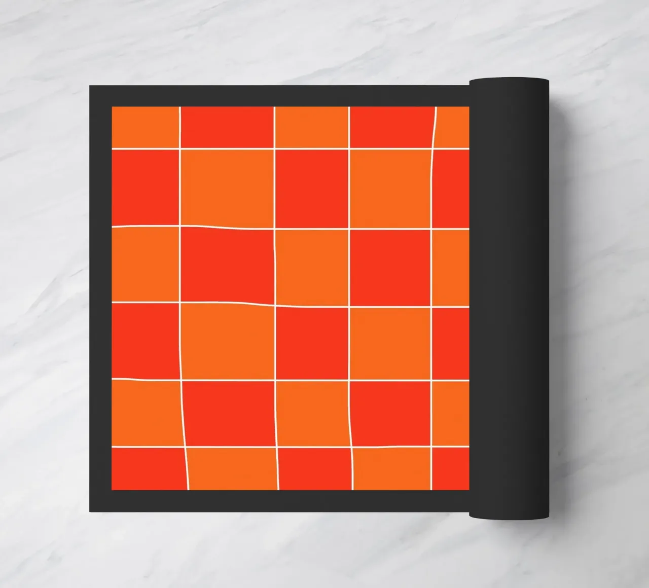 Groovy retro vibrant pattern checks- Orange red zerbino da TijanaArtStudio88