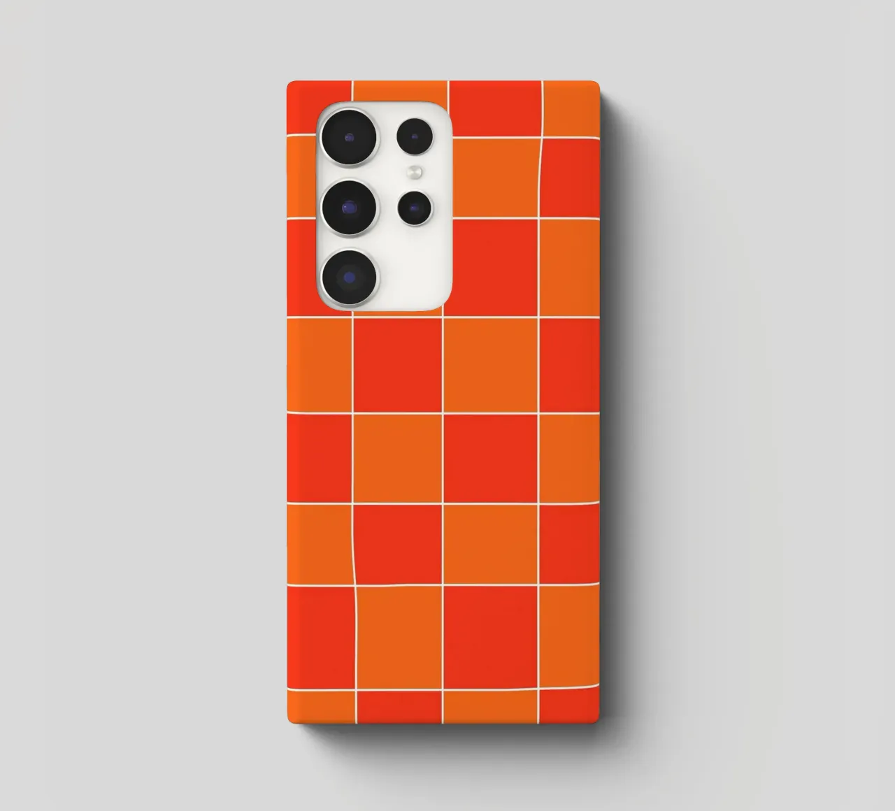 Groovy retro vibrant pattern checks- Orange red cover samsung da TijanaArtStudio88