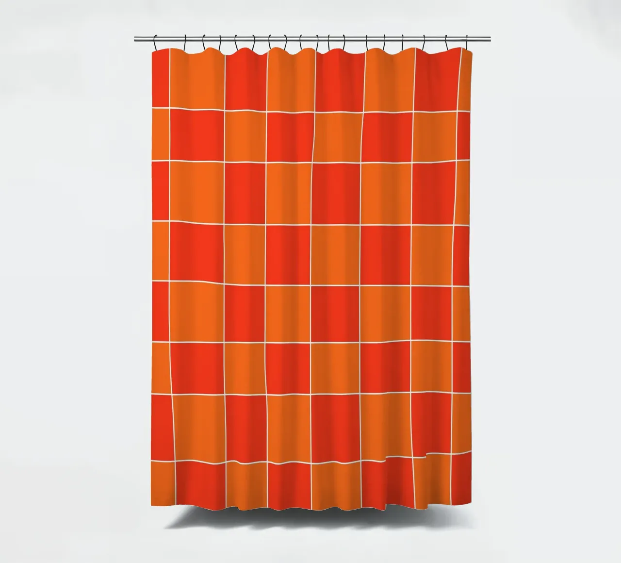 Groovy retro vibrant pattern checks- Orange red tenda da doccia da TijanaArtStudio88