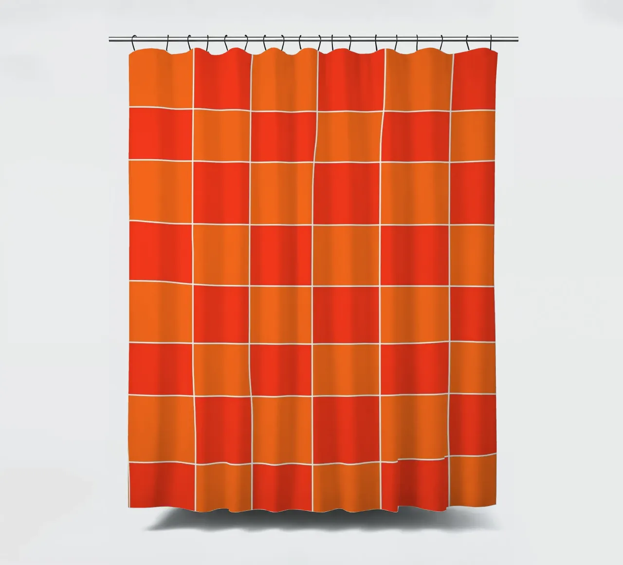 Groovy retro vibrant pattern checks- Orange red tenda da doccia da TijanaArtStudio88