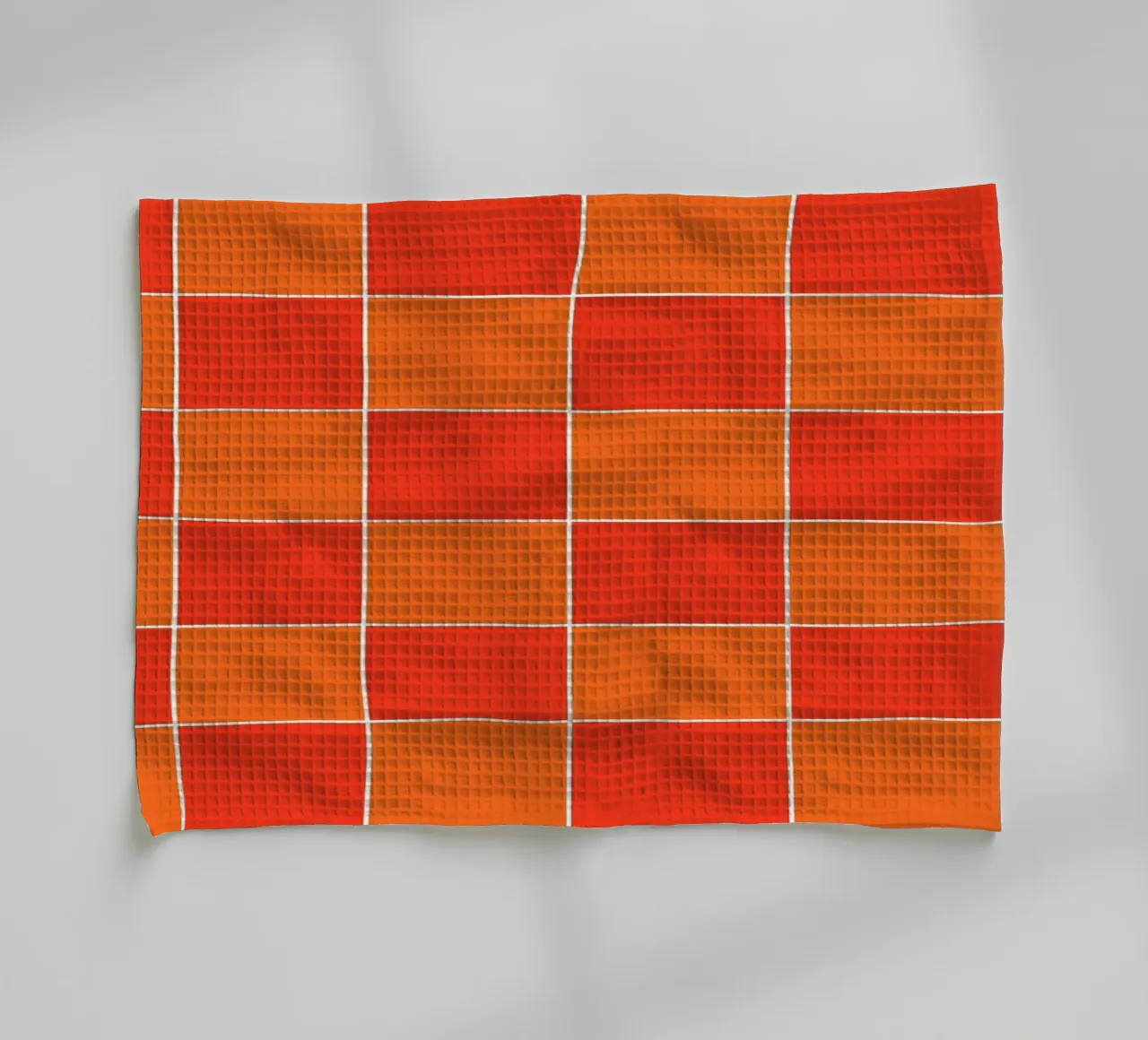 Groovy retro vibrant pattern checks- Orange red canovaccio da cucina da TijanaArtStudio88