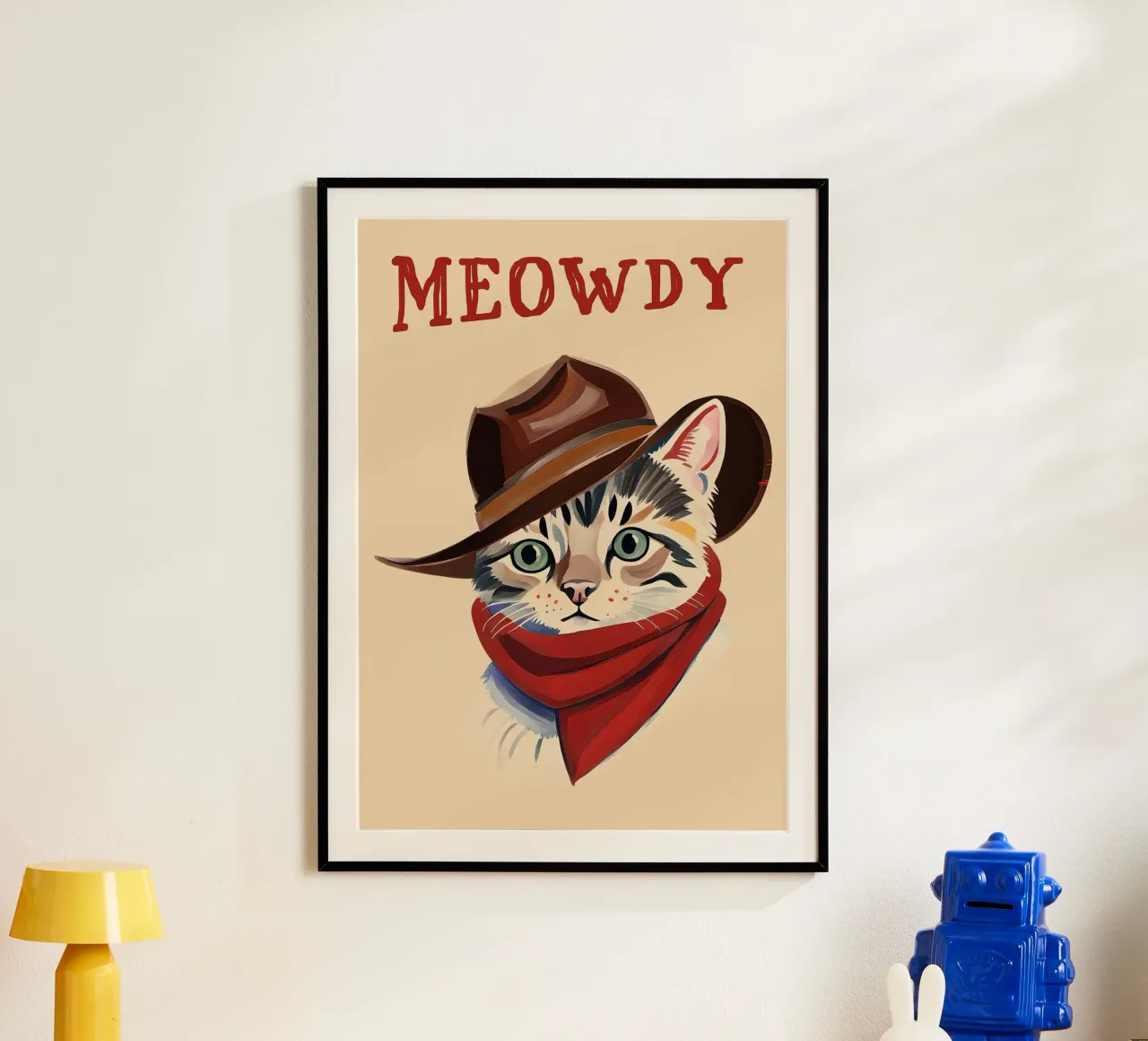 Gatto Miao poster con telaio in alluminio da Arjun