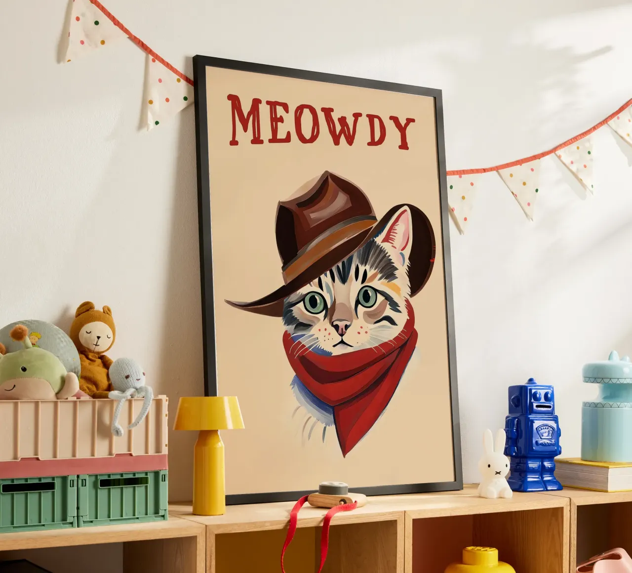 Gatto Miao poster con telaio in alluminio da Arjun