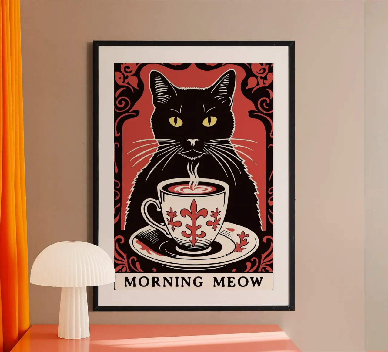 Miao mattutino poster con telaio in alluminio da Arjun