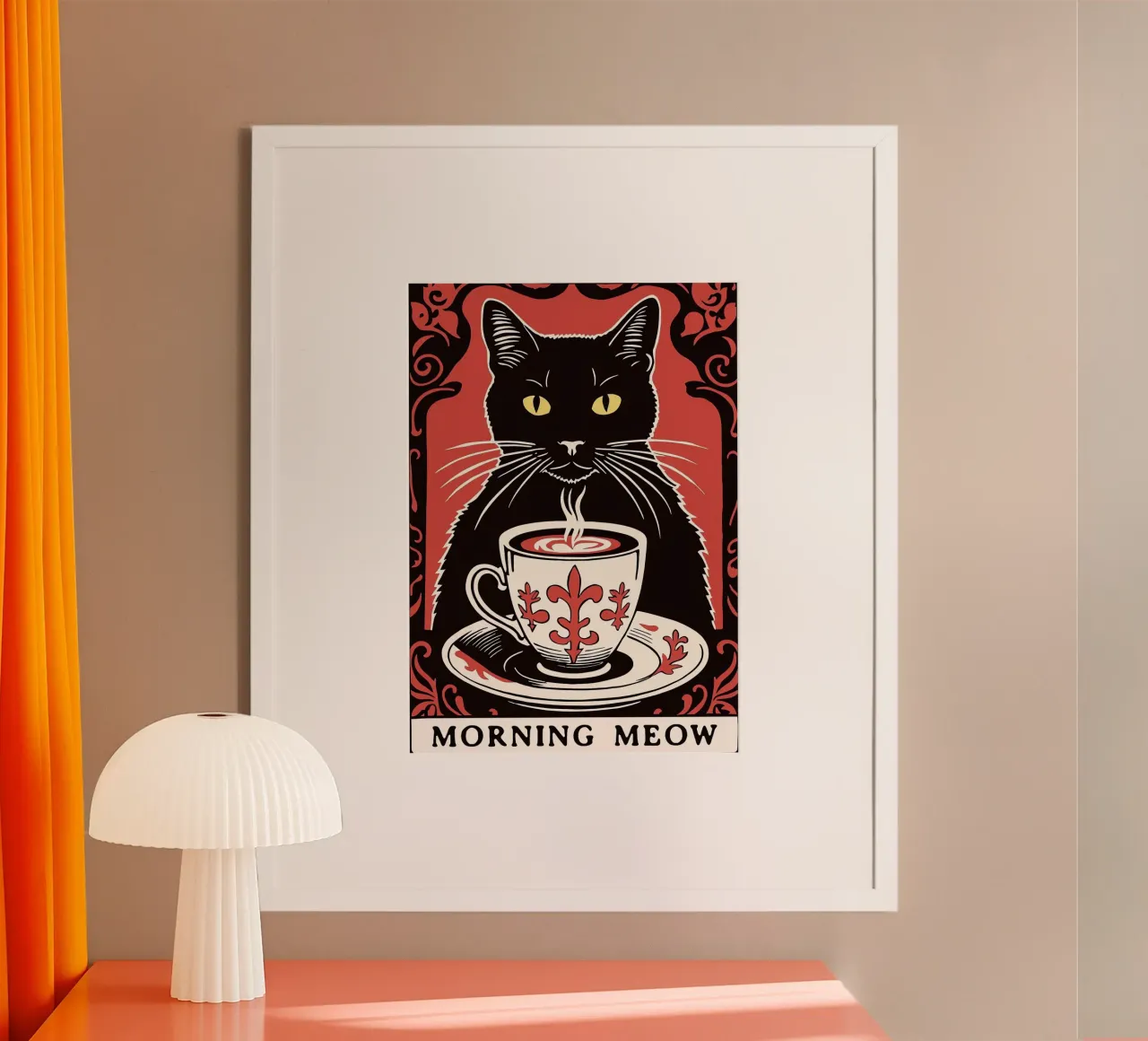 Miao mattutino poster con telaio in alluminio da Arjun