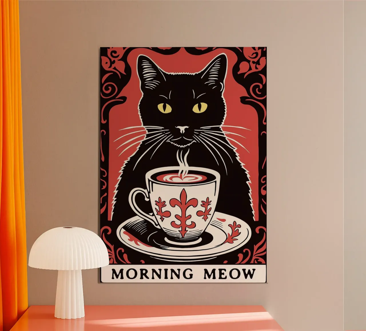 Miao mattutino poster con telaio in alluminio da Arjun