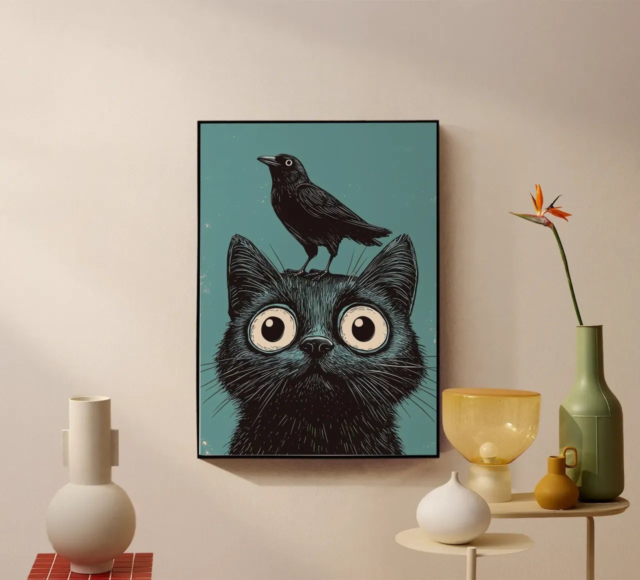 Gatto e corvo plexiglass da Arjun
