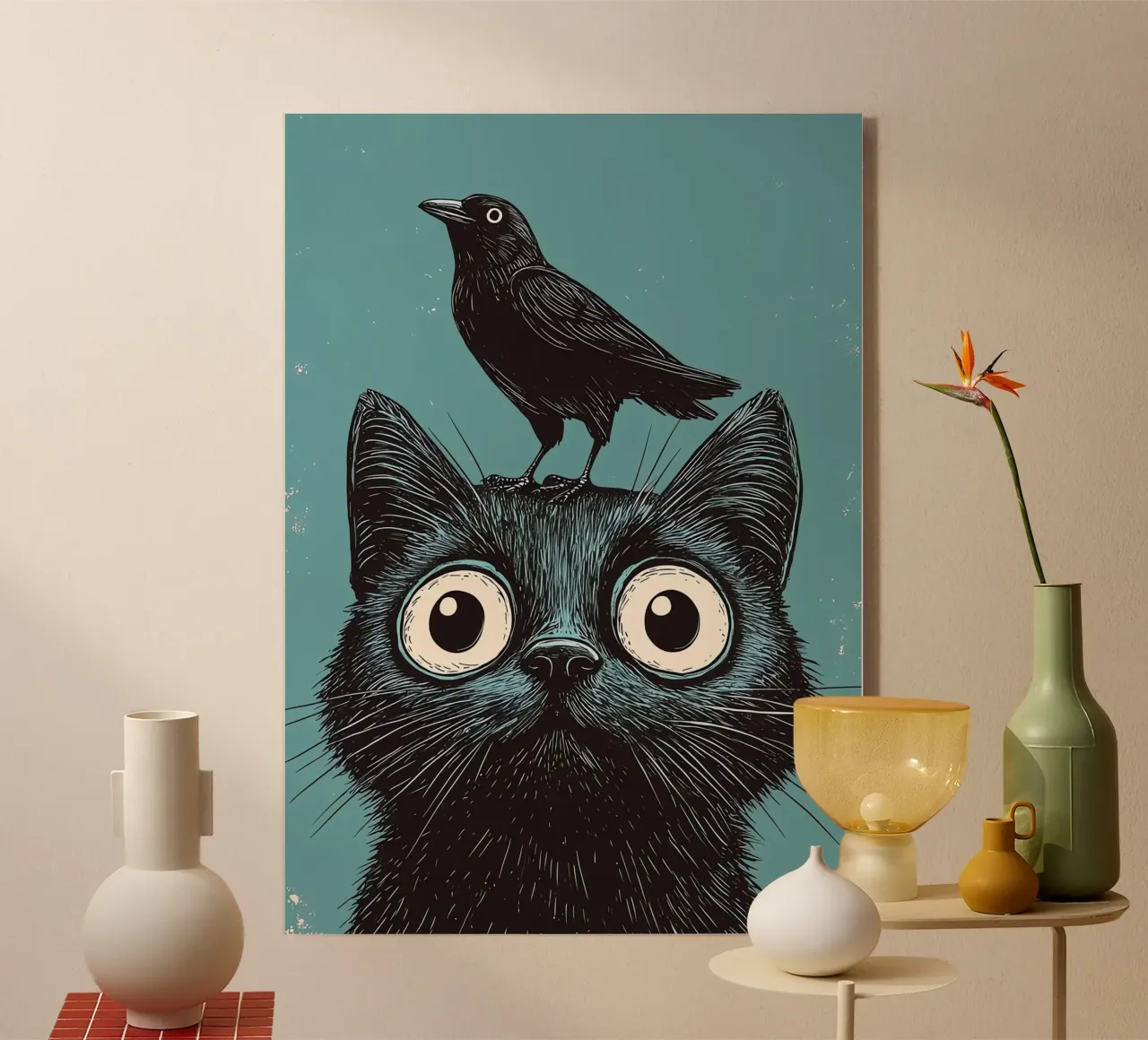 Gatto e corvo plexiglass da Arjun