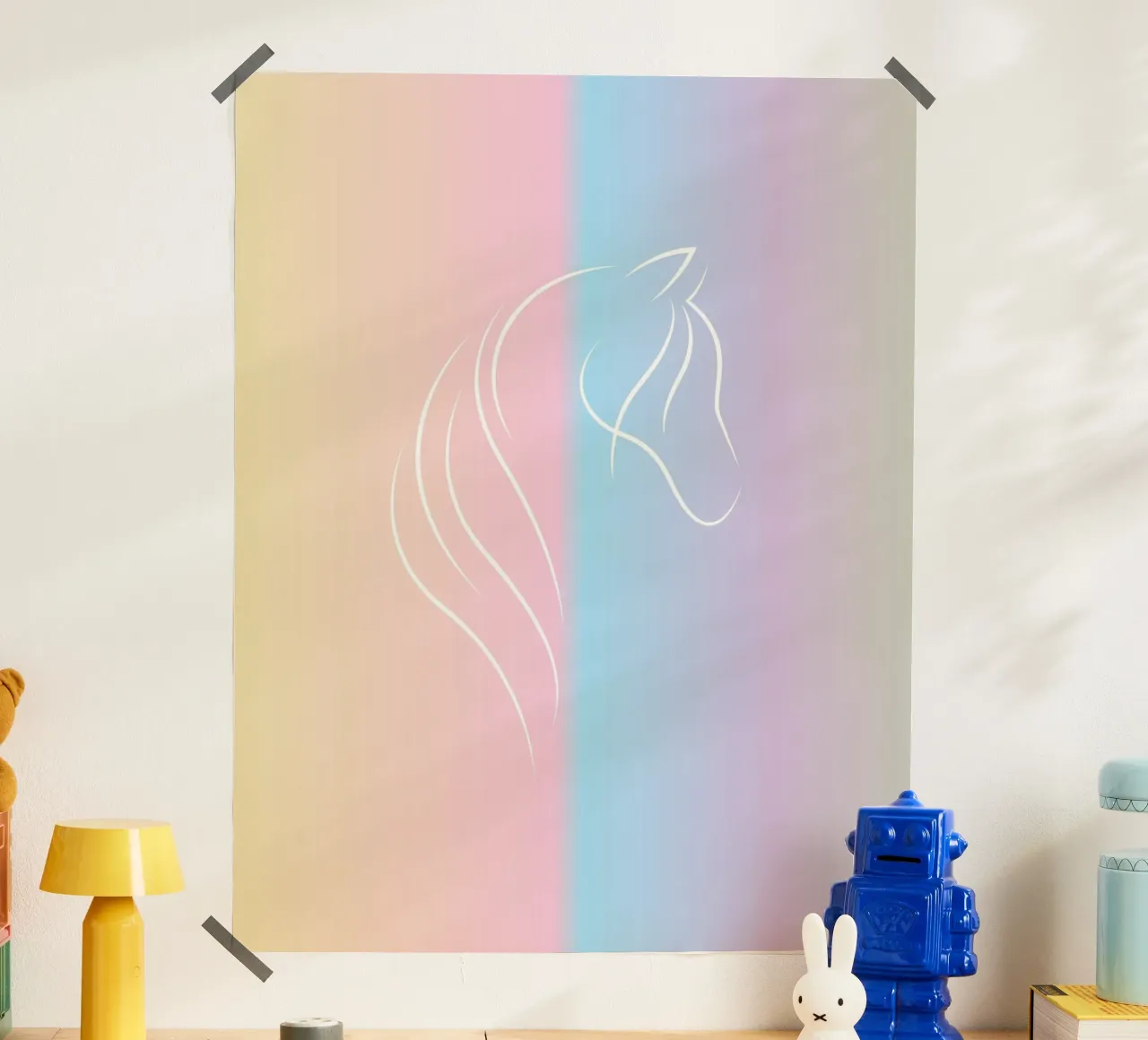 line horse in gradient poster con telaio in alluminio da Creaton