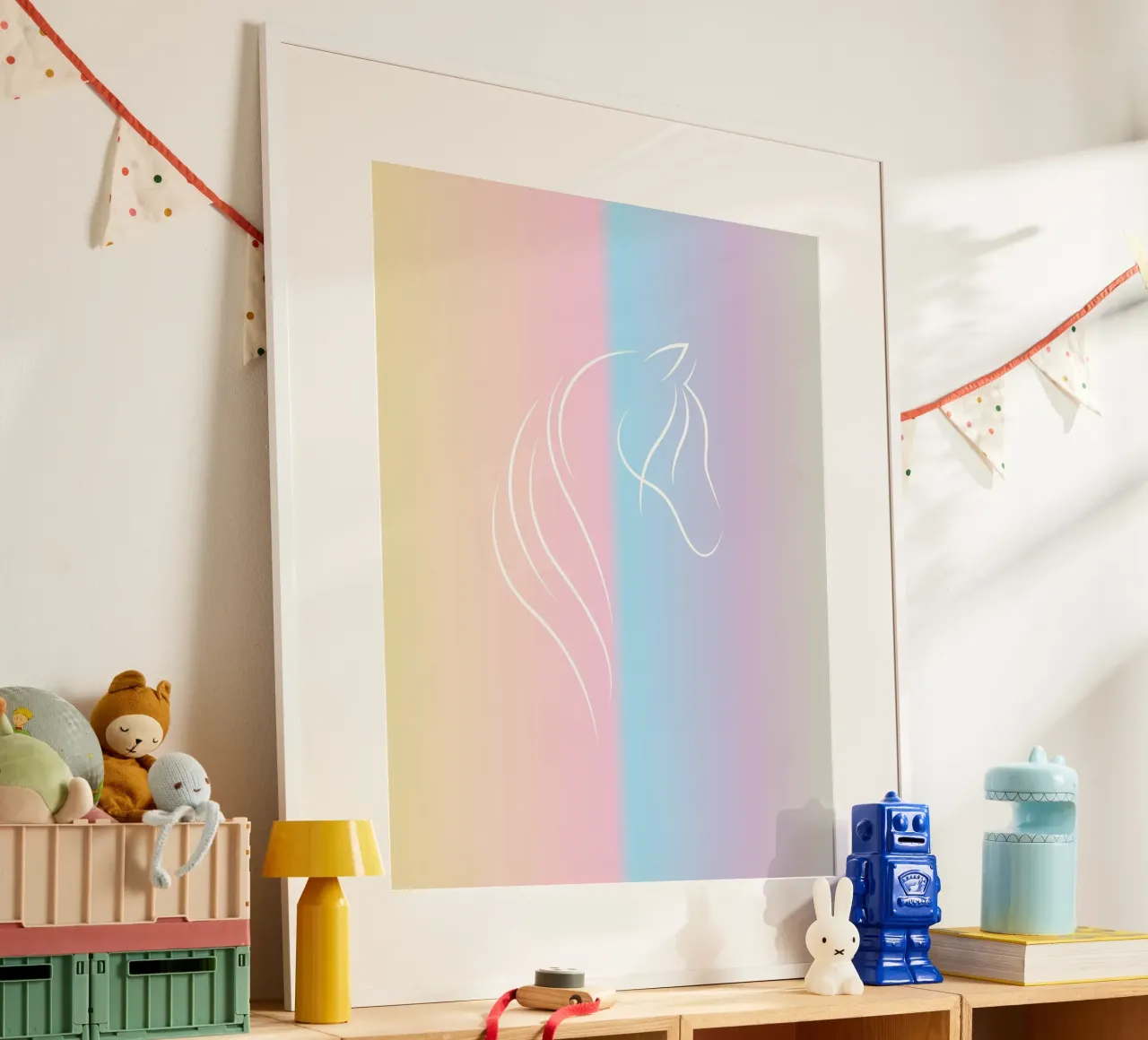 line horse in gradient poster con telaio in alluminio da Creaton