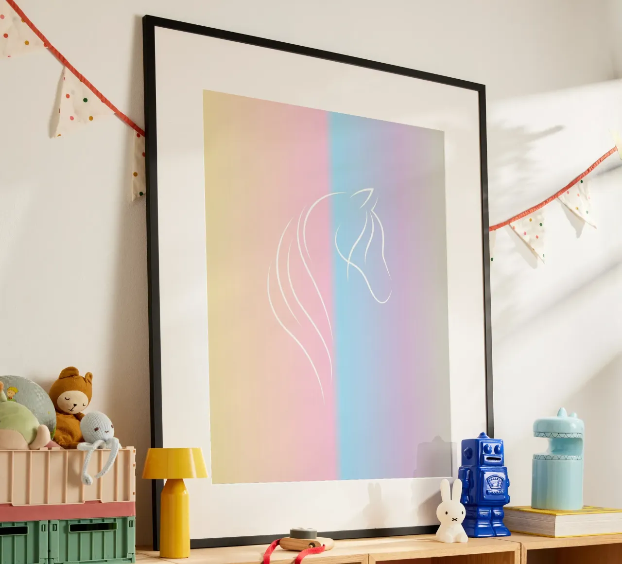 line horse in gradient poster con telaio in alluminio da Creaton