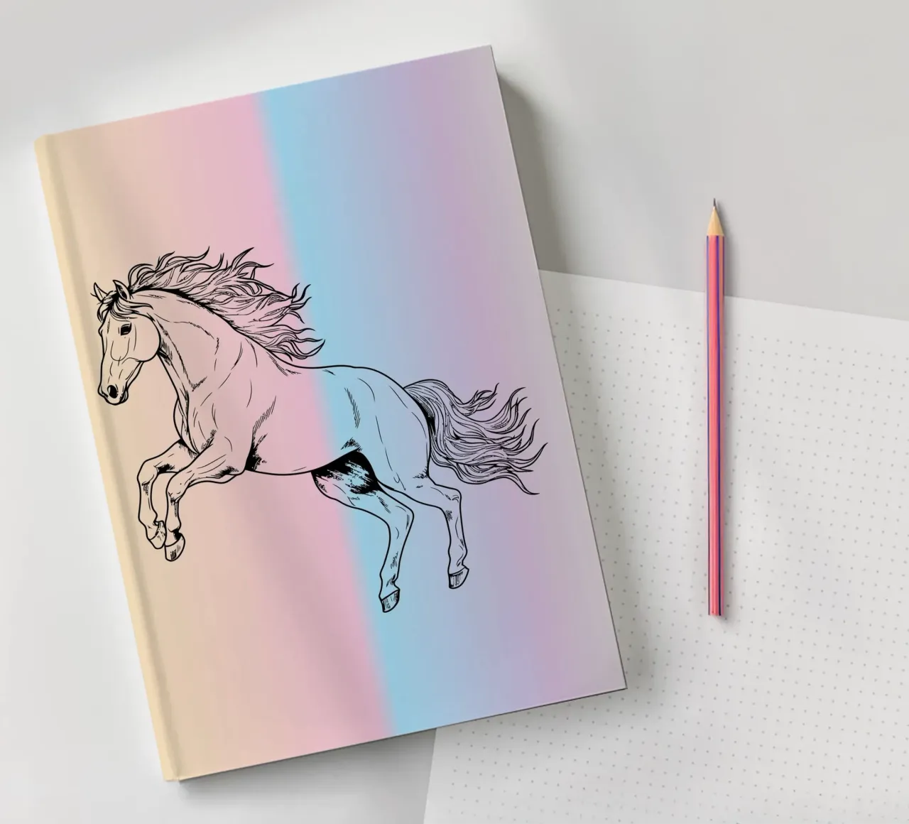 line horse jump in gradient notebook by Creaton