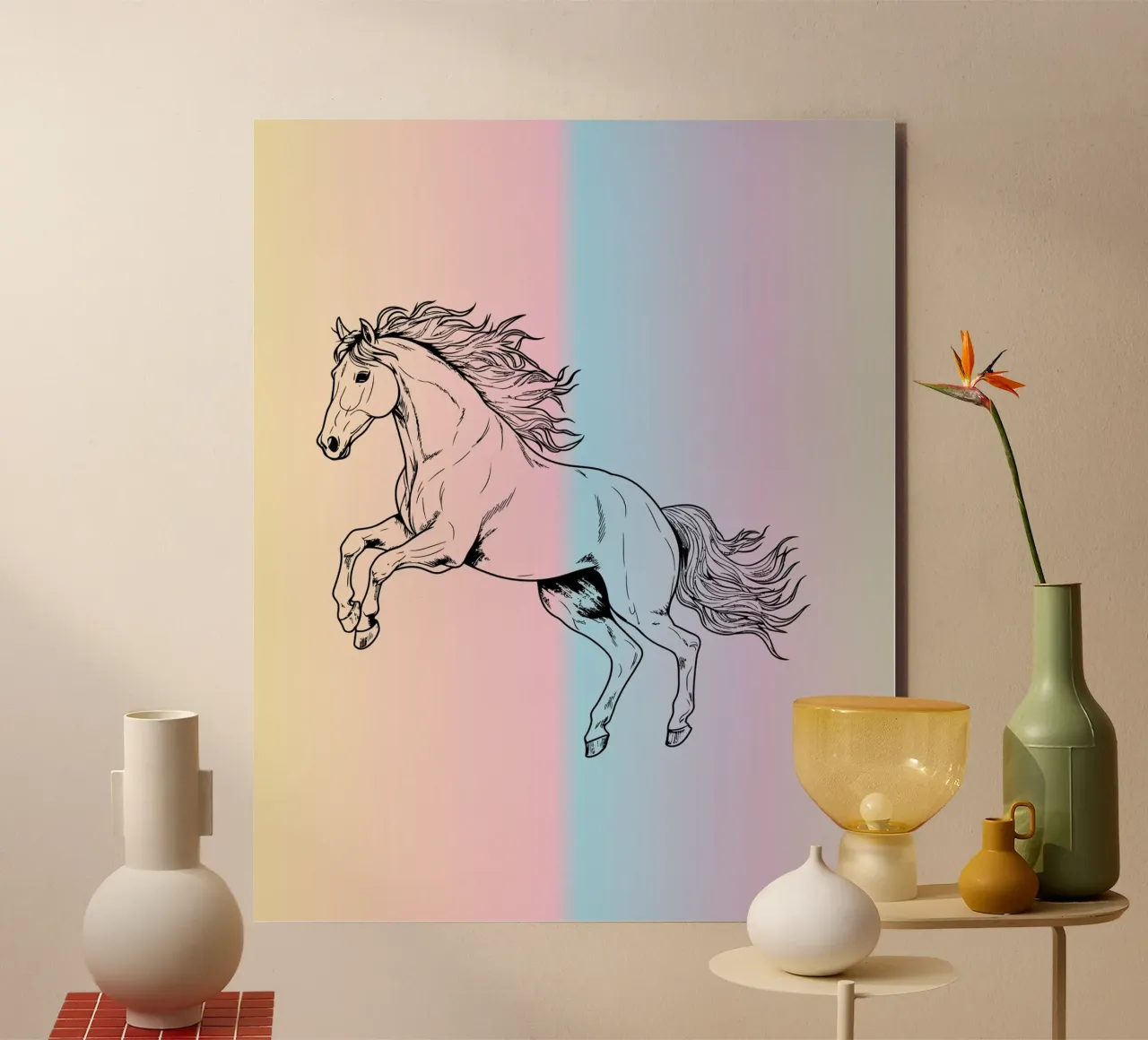 line horse jump in gradient alluminio dibond da Creaton
