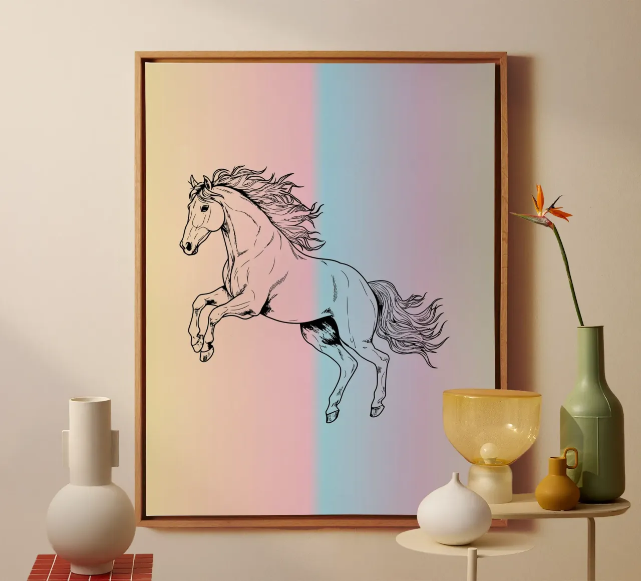 line horse jump in gradient tela da Creaton