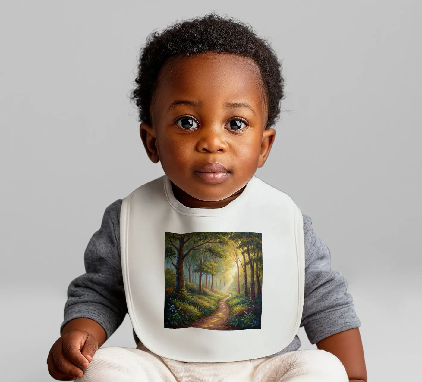 Sunlit Forest Path baby bib by Artistic-shop