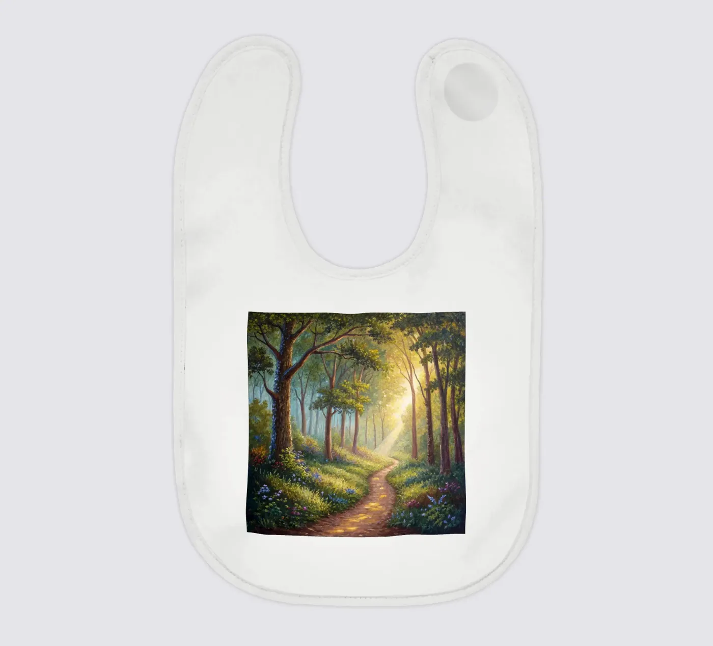 Sunlit Forest Path baby bib by Artistic-shop